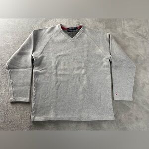 Tommy Hilfiger Vtg 2002 Sweater V Neck Mens Large / M Pullover Gray Long Sleeve